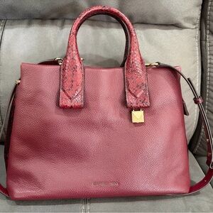 Michael Kors Burgundy Red Reptile Leather Satchel Bag